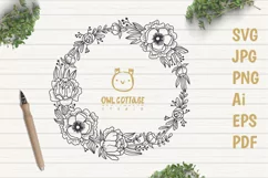 Flower Wreath SVG, Flower Wreath cut file, Wedding Flowers Product Image 1