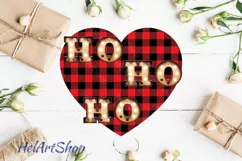 Ho Ho Ho Buffalo Plaid Sublimation design png file. Product Image 1