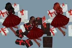 Clipart christmas, African American Christmas girl clipart Product Image 3