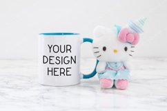 Mug Mockup 11 Oz Blank White Coffee Cup Blue Handle Product Image 1