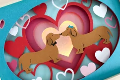Valentine 3D Shadow Box SVG Sausage Dogs Layered Paper Cut Product Image 4