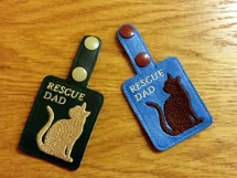 ITH Rescue Dad Cat Vinyl Key Fob or Bag Tag - Snap Tab Machine Embroidery Product Image 4