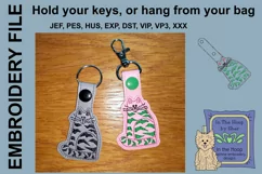 ITH Striped Cat Vinyl Key Fob or Bag Tag - Snap Product Image 1