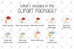 Animal Clipart, Rain Clipart, Cat, Racoon, Bunny, Clipart, Product Image 2