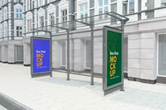 Bus Stop with 2 Sign Mockup Product Image 1
