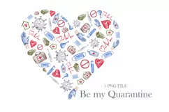 Quarantine Valentine heart clipart. Stop covid, stay home Product Image 1