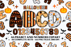 Halloween Alphabet png clipart, halloween letters doodle Product Image 1