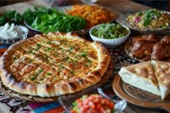 Delicious traditional feast on rustic table Product Image 1