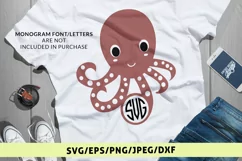 Cute Octopus - Animal SVG EPS DXF PNG Monogram Cutting Files Product Image 1