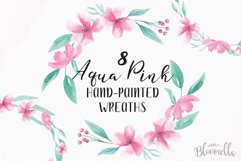 Watercolor Aqua Pink Clipart Wreaths Flowers Garlands Floral  Product Image 1