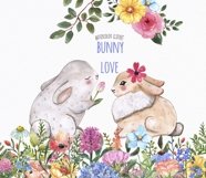 Easter Bunnies Watercolor Cute Baby Rabbit Animal Clipart Product Image 14