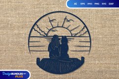 Dog and Girl Papercut SVG Product Image 1