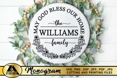 Monogram SVG Home Sign SVG Farmhouse Wreath SVG Cut Files Product Image 1
