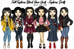 Fall Fashion Autumn Girls Black Hair Planner Clipart Set Product Image 1