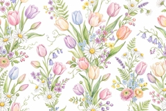 Watercolor seamless pattern with tulips Mother's Day Product Image 1