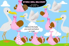 African American, Stork delivery, newborn clipart Product Image 1