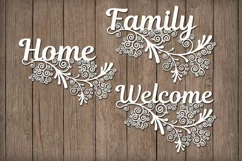 Floral, Home, Family, Welcome SVG files for Silhouette Cameo and Cricut. Product Image 1