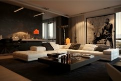 Luxury modern living room interior at dusk Product Image 1