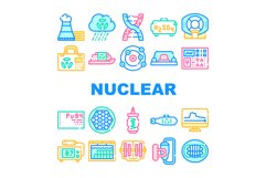 Nuclear Energy Power Collection Icons Set Vector Product Image 1