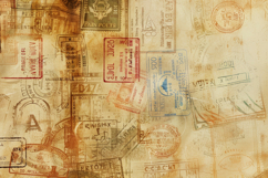 Vintage Paper with Many Old Stamps Background Wallpaper Product Image 1