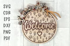 Welcome sign svg Door signs Round sign svg file Laser cut Product Image 1