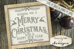 Merry Christmas Happy New Year Reindeer SVG DXF Files Product Image 1