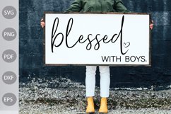 Blessed With Boys- Farmhouse Sign SVG Design Product Image 1