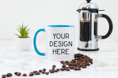 Mug Mockup 11 Oz Blank White Coffee Cup Blue Handle Product Image 1