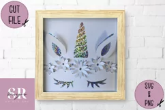 3D Floral Unicorn horn| Paper cutting | unicorn svg Product Image 1