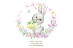 Watercolor Easter Bunny Clipart. Hand painted colorful egg, Product Image 2
