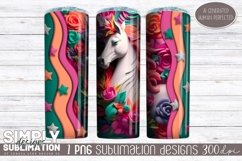3D Kids Unicorn Sublimation Skinny Tumbler | 20oz | Png Product Image 2
