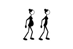 pregnant female stick drawing circle head side view walking Product Image 1