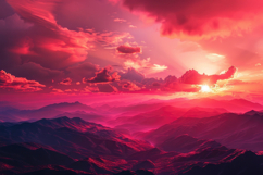 Sunset over the Mountains Background Wallpaper Product Image 1