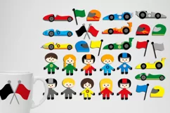 Little racer, race cars, racing helmet graphic illustration Product Image 1