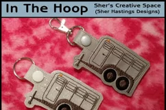 ITH Small Horse Trailer Key Fob - Embroidery Design Product Image 1