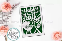 Happy Birthday card papercut svg laser cut cricut template Product Image 1