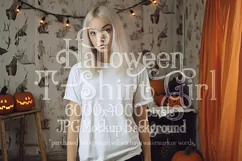 Halloween T-Shirt Mockup for Women, White T-Shirt Mockup, d7 Product Image 1