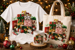 Christmas Gift Stack PNG | Festive Presents Clipart Design Product Image 1