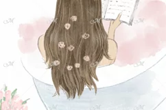 Girl W/Diary in a Bathtub Illustration Product Image 3