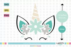 Unicorn floral head svg, unicorn birthday png, unicorn face Product Image 2
