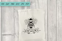 Floral Bee SVG Cut File, Bee with flowers, Honey Bee Product Image 2