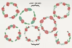 Red Rose 7 Wreaths Floral Watercolors Flowers Valentines Product Image 2