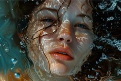 Close-up of a young woman&#039;s face partially submerged in wate Product Image 1