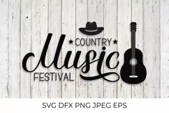 Country Music festival lettering with hat and guitar SVG Product Image 1