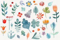 Modern watercolor floral clipart, scandinavian folk art Product Image 3