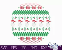 Santa Claus Ugly Christmas Sweater Round Sign Svg Product Image 2