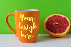 Orange coffee cappuccino mug mockup with grapefruit Product Image 1