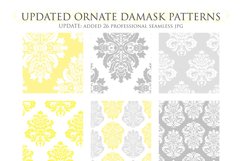 28 Yellow and Gray Damask Patterns - Seamless Digital Papers Bundle Product Image 3