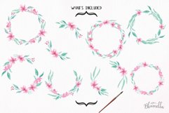 Watercolor Aqua Pink Clipart Wreaths Flowers Garlands Floral  Product Image 4