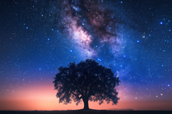 Majestic Tree Starry Night Background Wallpaper Product Image 1